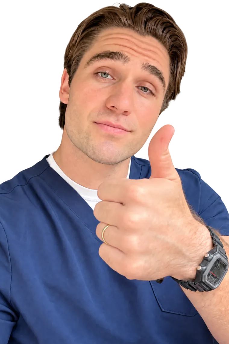 Robbie Peck giving a thumbs up